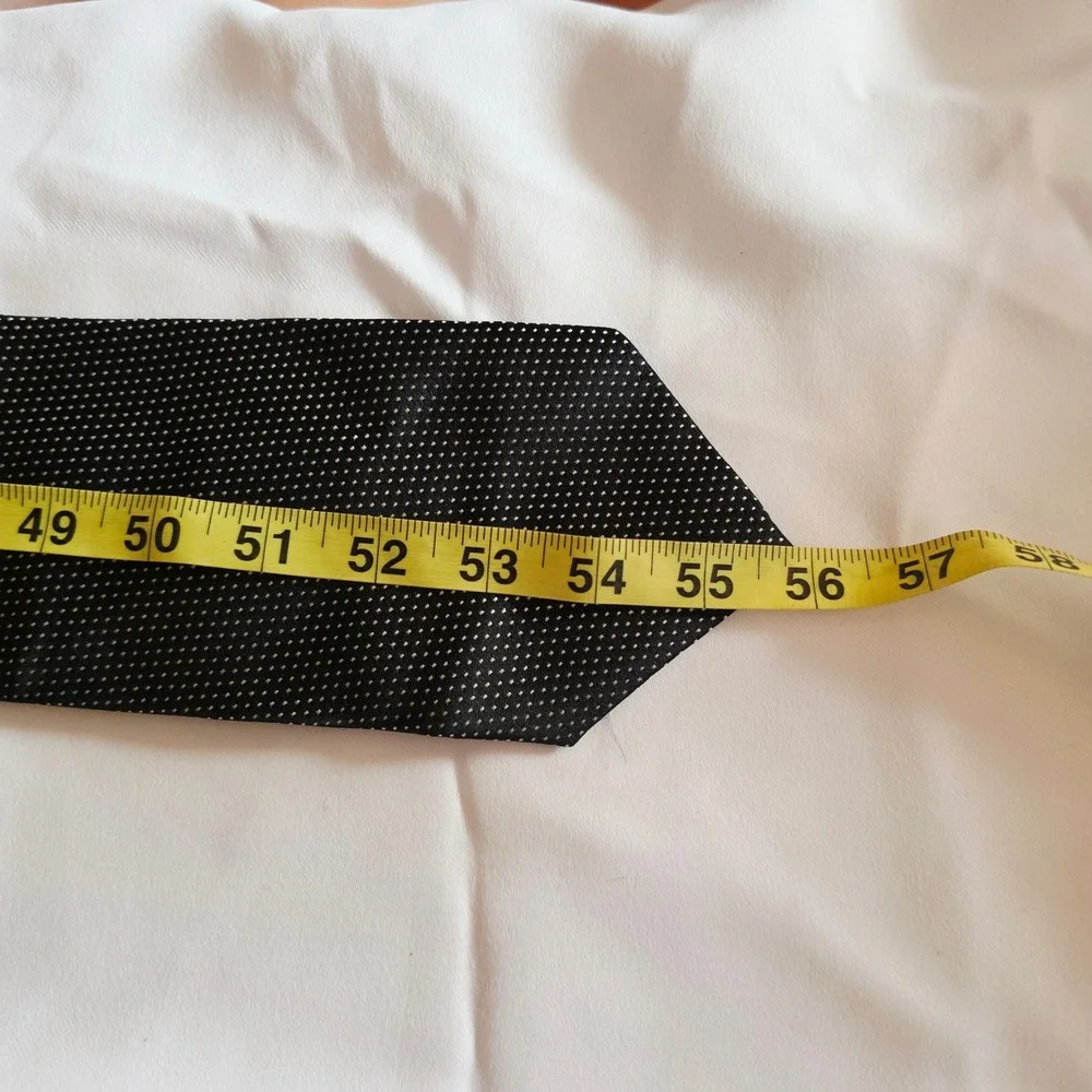 Calvin Klein Necktie Mens OS Black White Micro Dot 100% Silk Made in USA